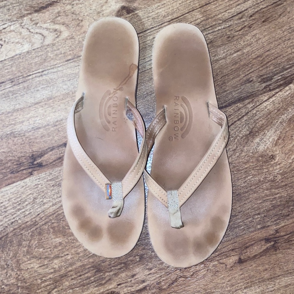Rainbow flip flops